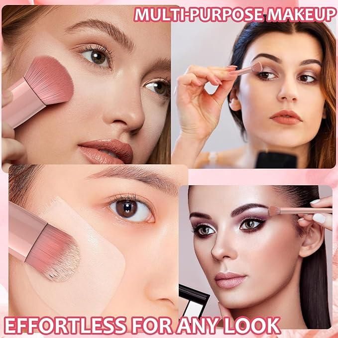 5 in 1 Makeup Brush Set with Mirror Case Travel Friendly makeup kit